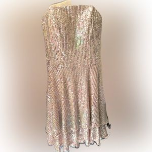 Pink and silver sequin formal dress